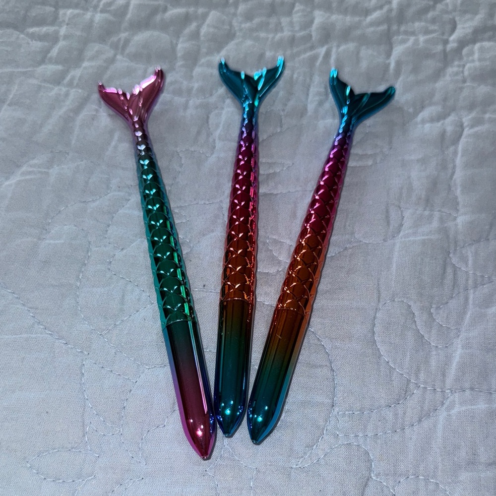 Mermaid Tail Pens Set - Pink, Blue, and Purple